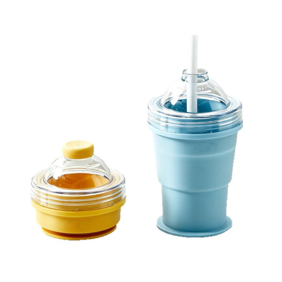 Foldable Silicone Ice Ball Cup with Straw